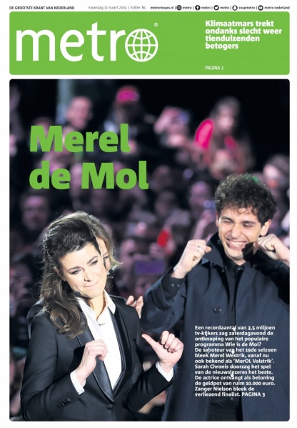 File:Wie is de mol merel metro front page.jpg
